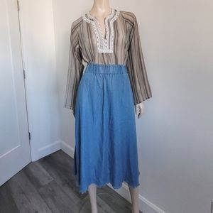 Garcia Jeans | Midi-length Skirt with Fringed Detail
